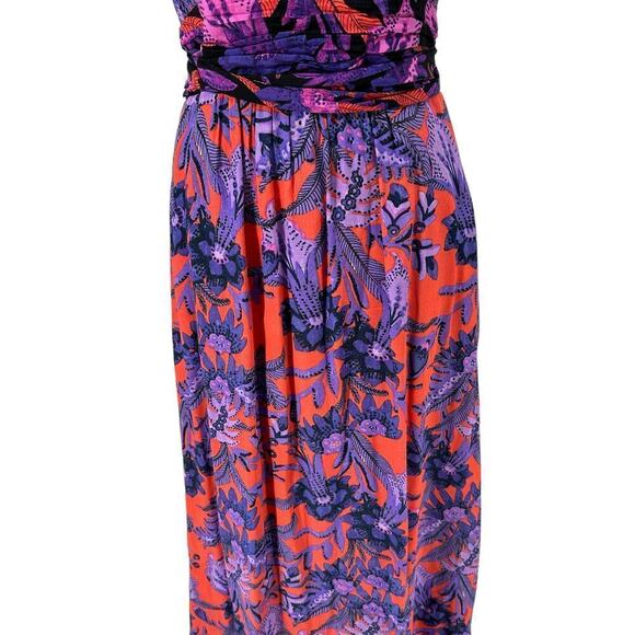 Anthropologie MAEVE Macie Maxi Dress Purple Floral Print Orange Purple Sz US 6 - Picture 8 of 14